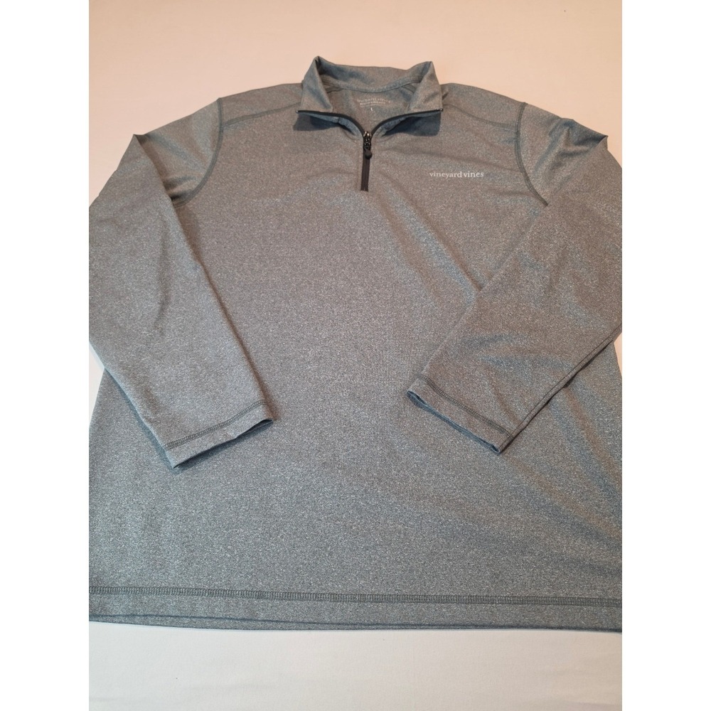 Vineyard Vines Performance Mens Large Gray Quarter Zip Pullover Heathered Shirt‎